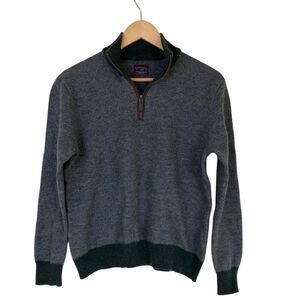 UNTUCKit Mens Merino Wool‎ Pullover 1/4 Zip Sweater Size M Grey Green Classic